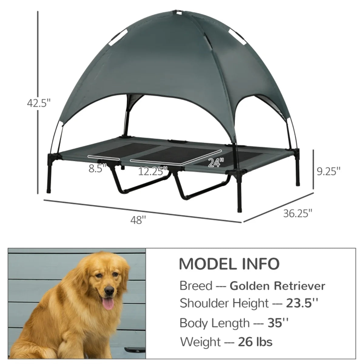 Pets Outdoor, Indoor For Cat, Dog Bed Sunproof  Metal Frame Tent Bed