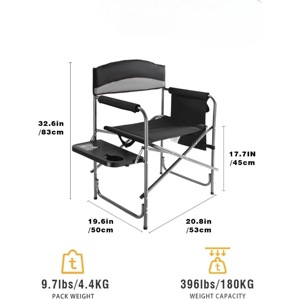 Padded Outdoor Fishing chairs with Side Table, Integrated Cup holder, and Pockets for Camping