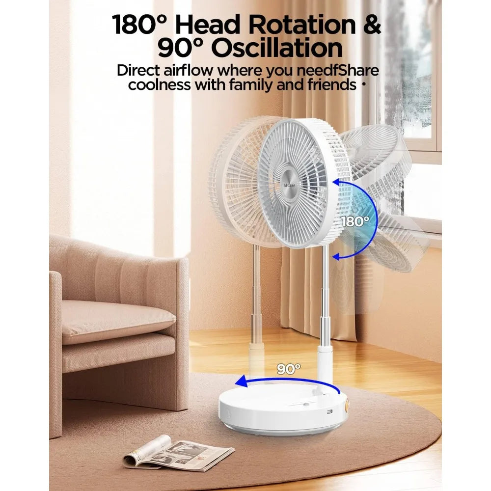 Portable Fan 4 Speeds Super Quiet Adjustable Height and Head for Home Outdoor Camping Turbo Jet Fan Household Merchandises