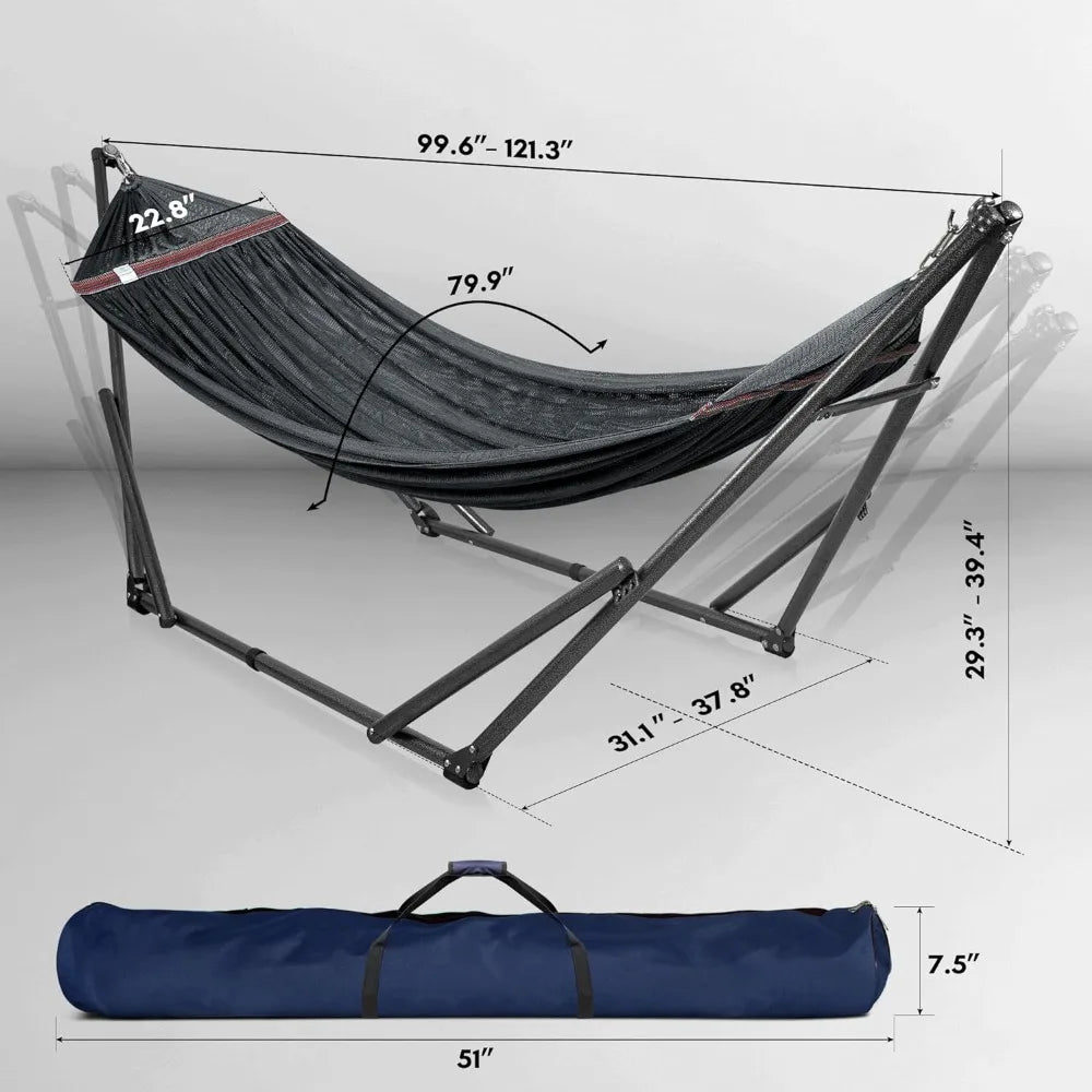 Double Hammock With Stand Included for 2 Persons/Foldable Hammock Stand Portable Case - Inhouse Camping Outdoor