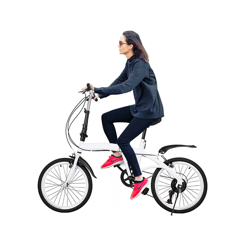 20in Bike 6 Speed Foldable City Bike Carbon Steel Bicycle for Adults Foldable Bicycle with Adjustable Seats - Get Outdoors Now