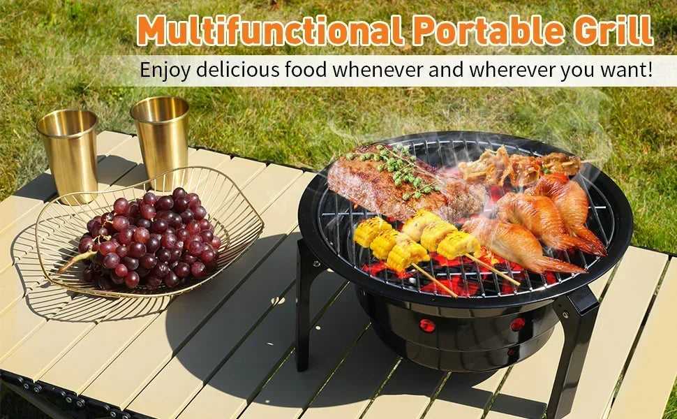 BBQ Grill Portable Charcoal With Carry Bag, Camping Barbecue Grill, for Picnic/Travel/Garden/Home/Bonfire/Party Barbecue Grills,Camping