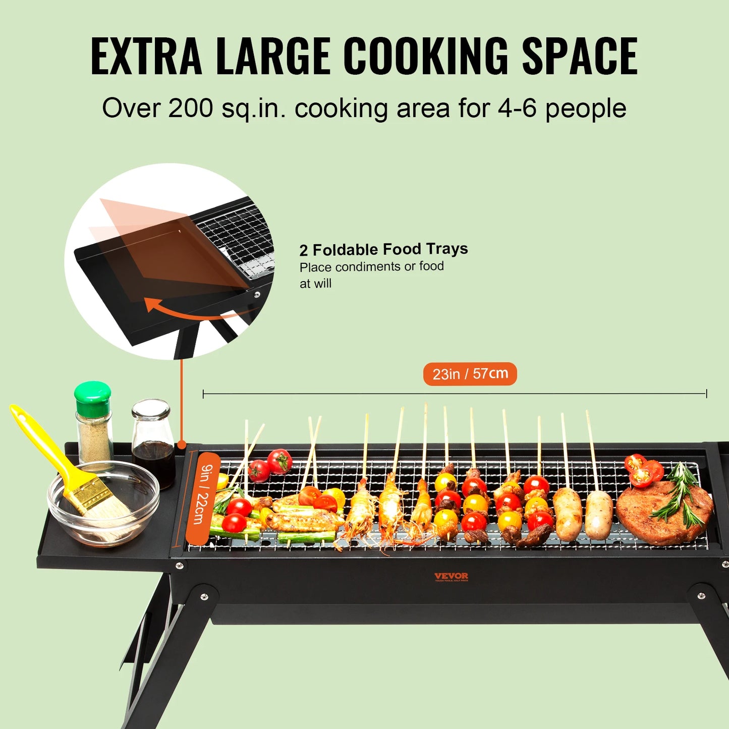 23 inch Portable Charcoal Grill, Flat Top Propane Gas Grills, Compact Foldable Grill for Outdoor Cooking, Barbecue Camping - Get Outdoors Now