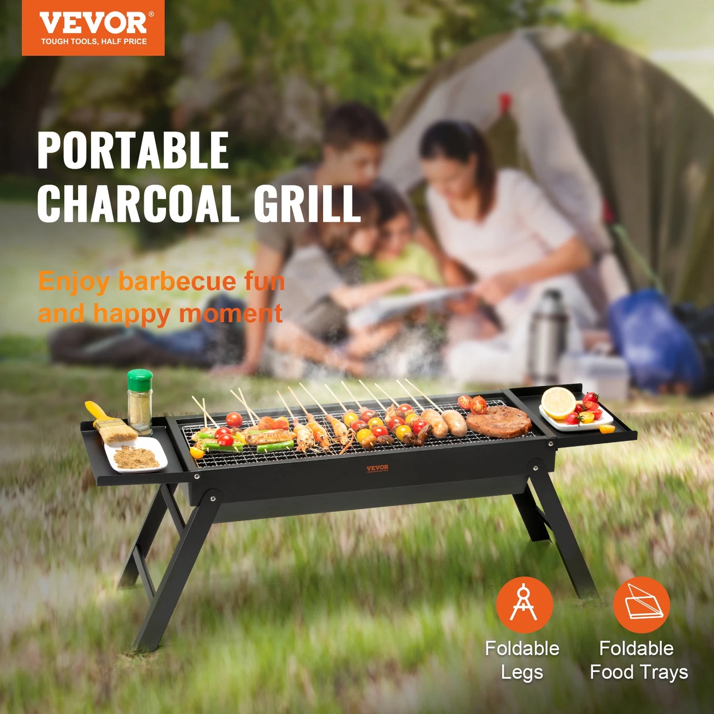 23 inch Portable Charcoal Grill, Flat Top Propane Gas Grills, Compact Foldable Grill for Outdoor Cooking, Barbecue Camping - Get Outdoors Now