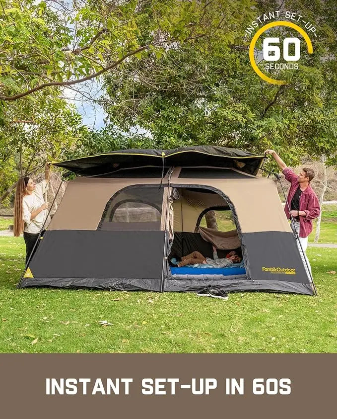 Tent Setup in 60s with Rainfly & Windproof Portable Tent with Carry Bag for Family Camping - Get Outdoors Now