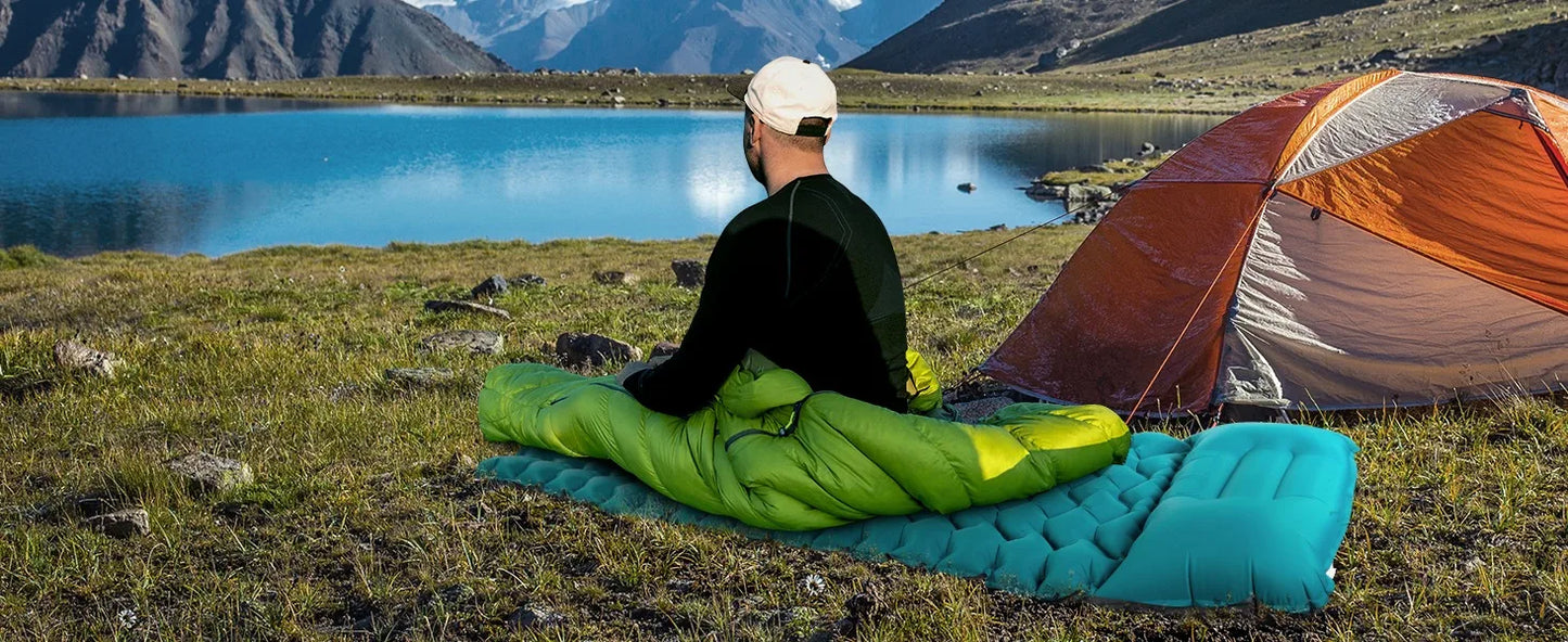 Camping Sleeping Pad with Pillow Extra Thick 3.9 inch Ultralight Self Inflating Air Mat Compact  Sleep Mattress