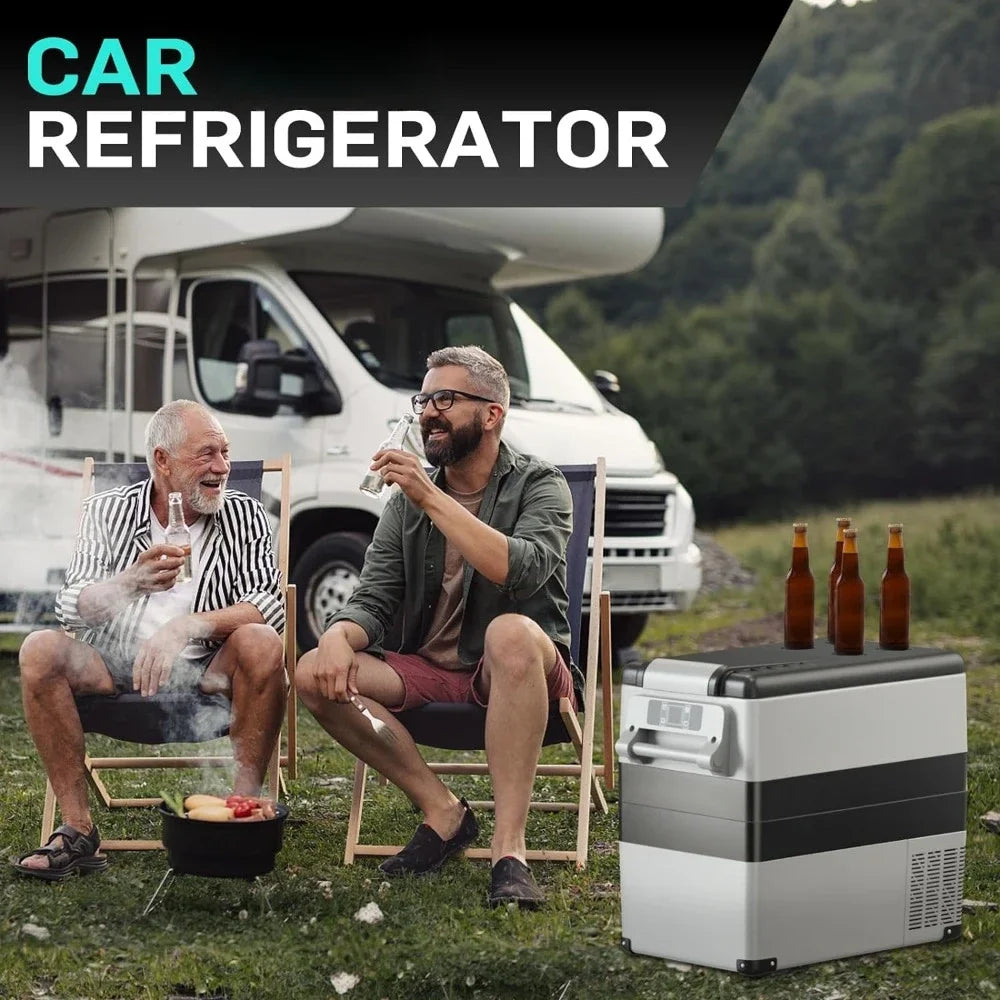 55Liter(59qt) RV Refrigerator With 12/24V DC & 110-240V AC Portable Beer Cooler Outdoor or Home Use(Gray). Camping Travel Icebox