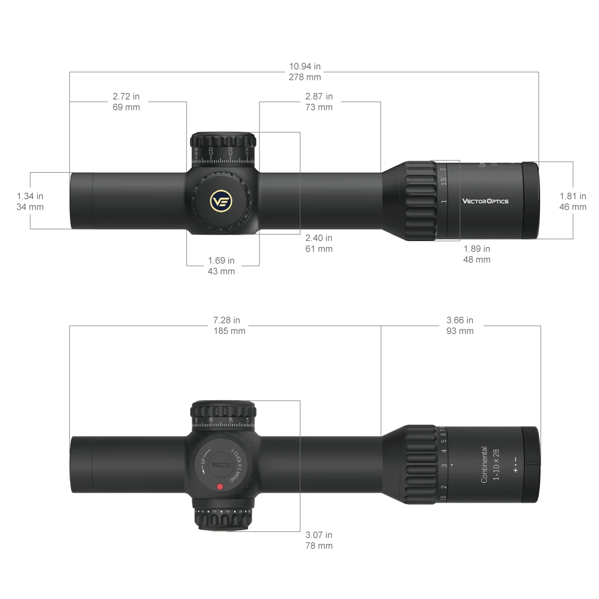 Continental x10 1-10x28 ED FFP Rifle scope With Tactical Acquisition Ring Style BDC Reticle For Hunting,Competition