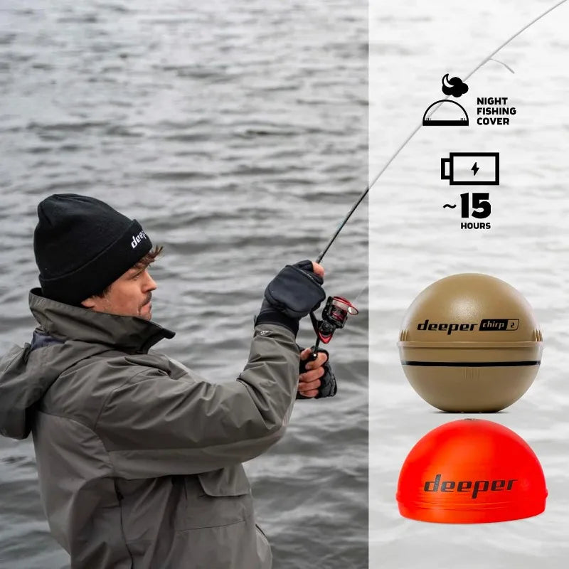 Deeper Chirp 2 Sonar Fish Finder - Portable Fish Finder and Depth Finder for Kayaks, Boats and Ice Fishing  Castable Deeper Fish