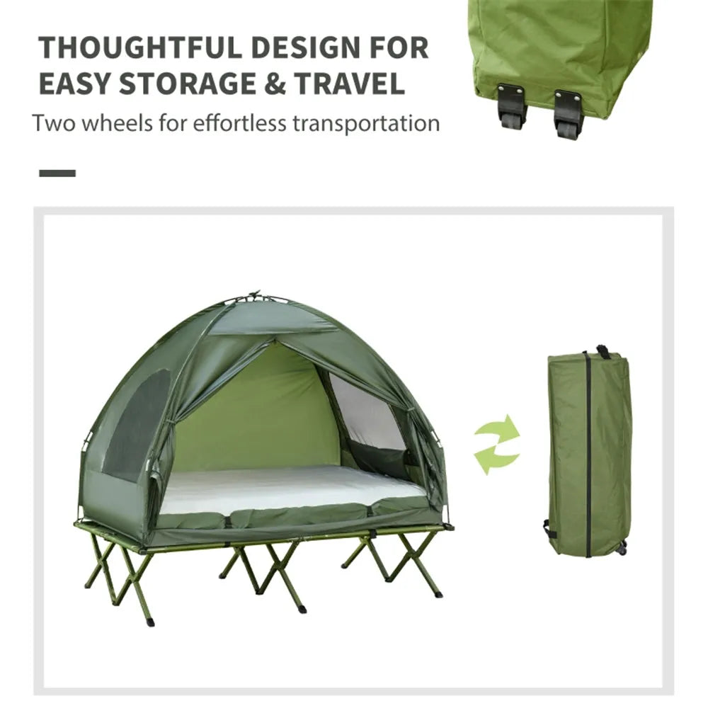 Foldable Camping Tent, Bedspread and Thick Air Mattress, Camping Bed Tent for Outdoor Hiking, Picnic