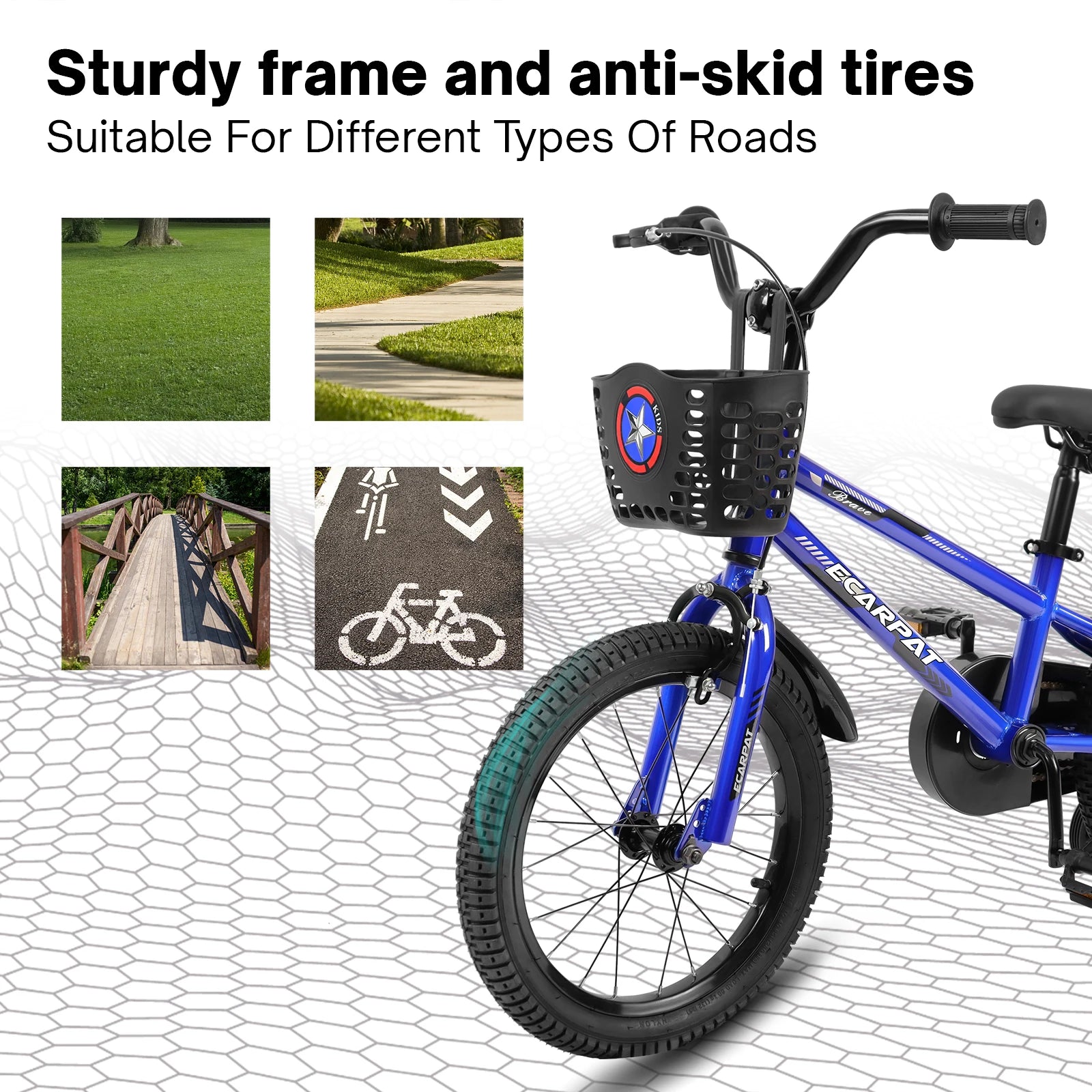 Kids Bike 14 inch for Boys & Girls with Training Wheels, Freestyle Bicycle with Bell,Basket and fender. - Get Outdoors Now