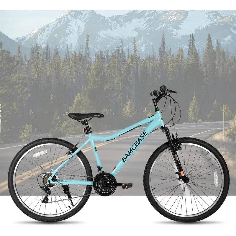 26 Inch Women’s Mountain Bike, 21 Speed Steel Frame Adult Bicycle,