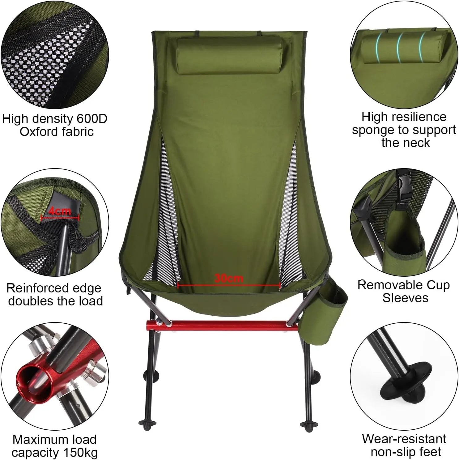 Outdoor Camping Ultralight Folding Chair Travel Chair Fishing BBQ Hiking Strong High Load 150kg Beach Oxford Cloth Fishing Chair - Get Outdoors Now