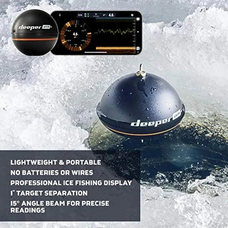 Deeper PRO+ Smart Sonar Castable and Portable WiFi Fish Finder with Gps for Kayaks and Boats on Shore Ice Fishing Finder