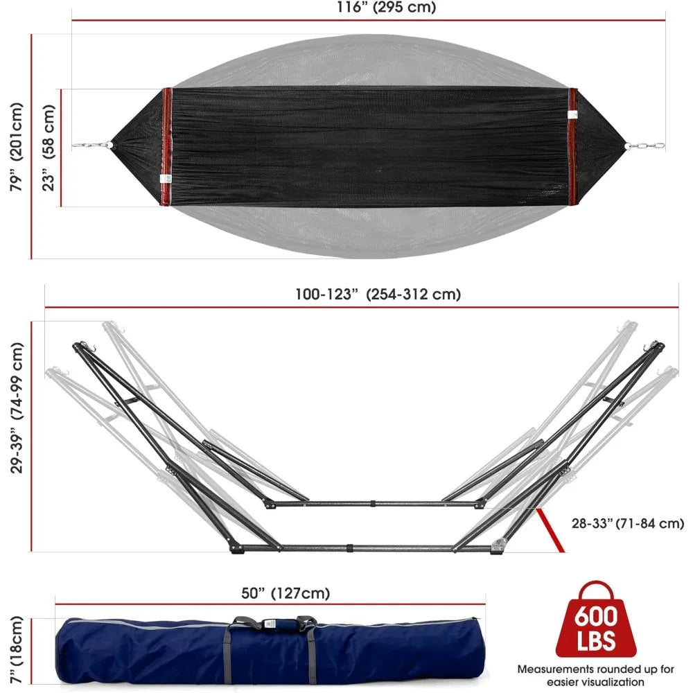 Hammocks 600 Lbs Capacity Adjustable Stand, Collapsible Camping and Stand, Hammocks