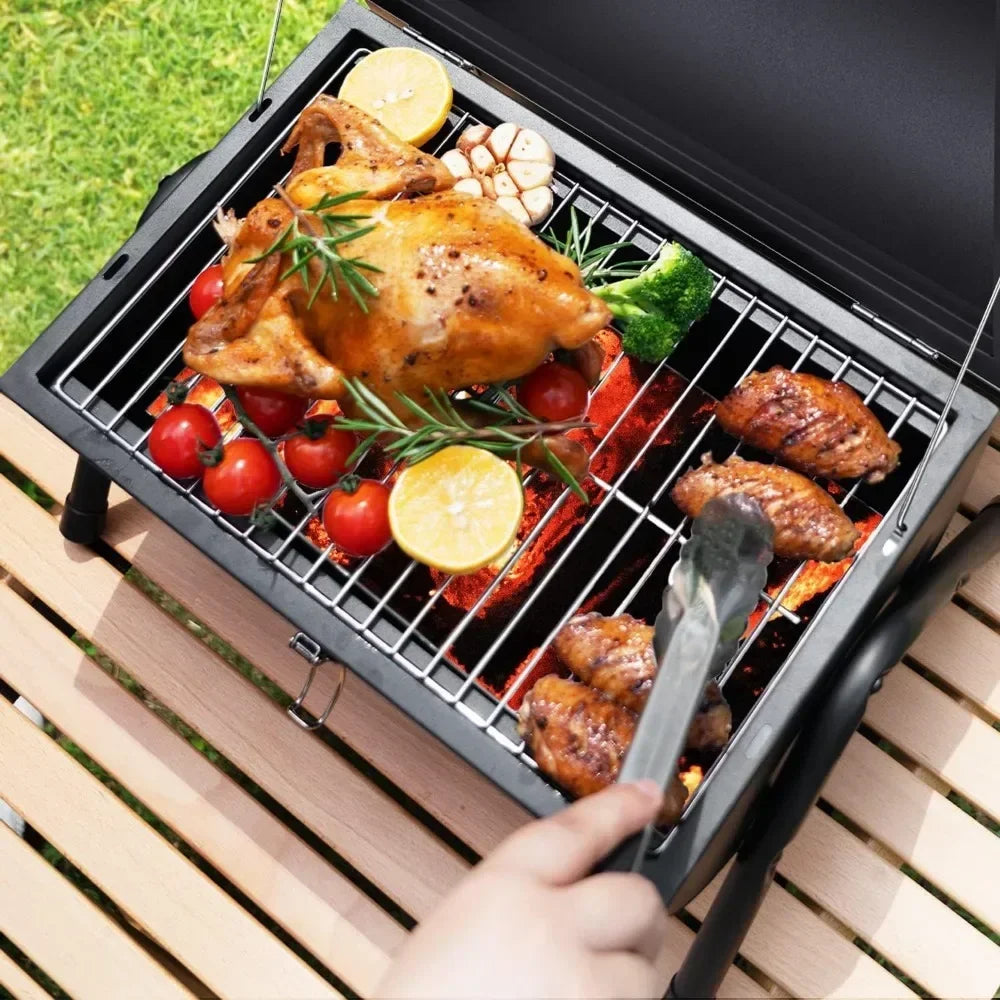 BBQ Grill Portable Charcoal,Tabletop Outdoor Barbecue Smoker,Outdoor Cooking Backyard Camping Picnics Beach Barbecue Grills