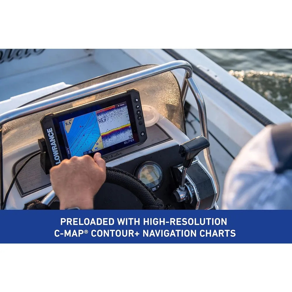 Elite FS 9 Fish Finder with Active Imaging 3-in-1 Transducer, Preloaded C-MAP Contour+ Charts