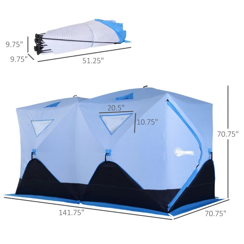 Ice Fishing Shelter Tent Portable 8-Person Insulated Ice Fishing Tent with Ventilation Windows and Carry Bag