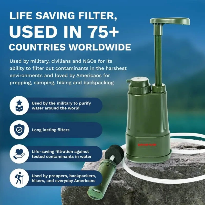 Filter PRO - Hand Pump Camping Water Filtration System Survival - Water Purifier Survival