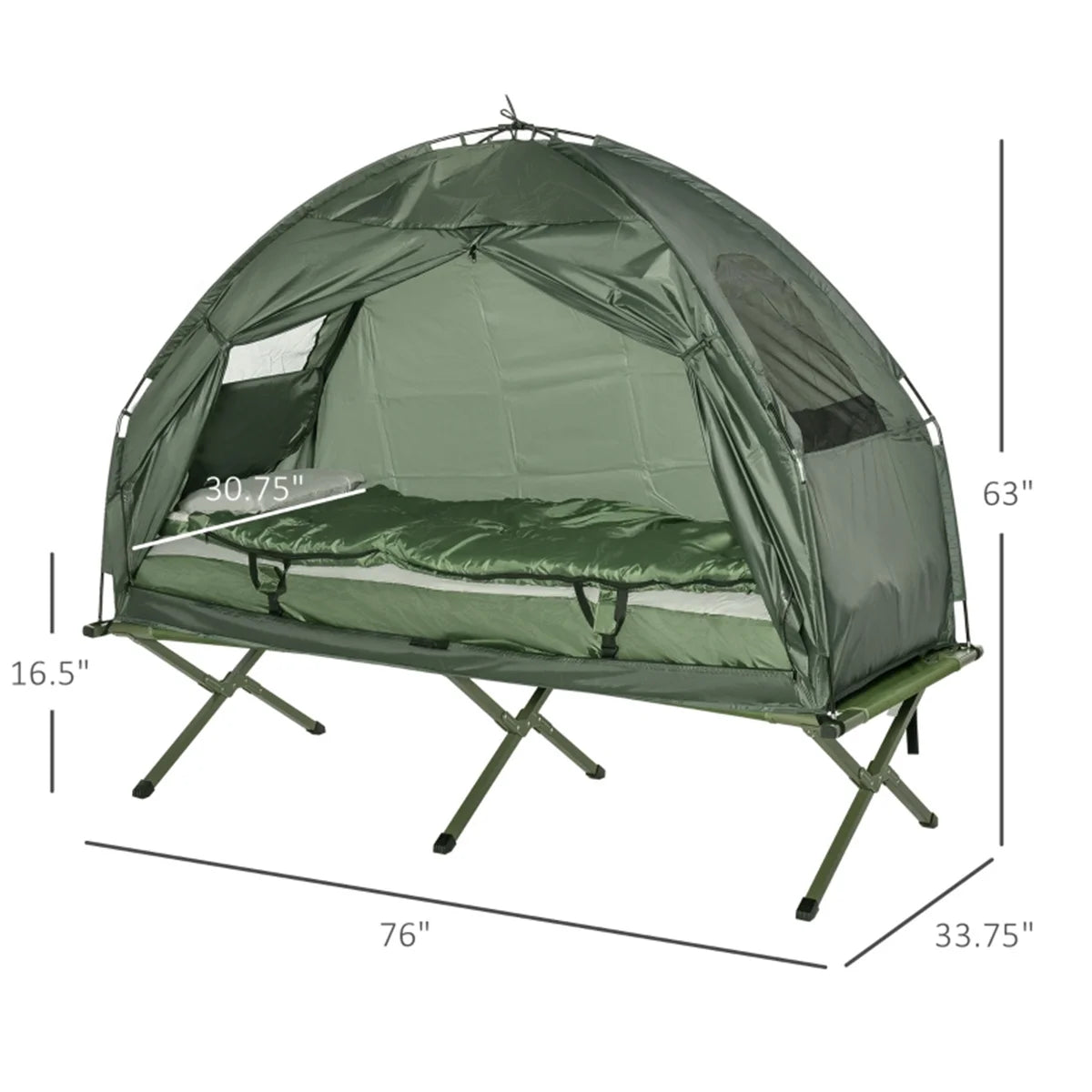 Camping Cots for Adults, Elevated Tent with Sleeping Bag, Thick Air Mattress Pad