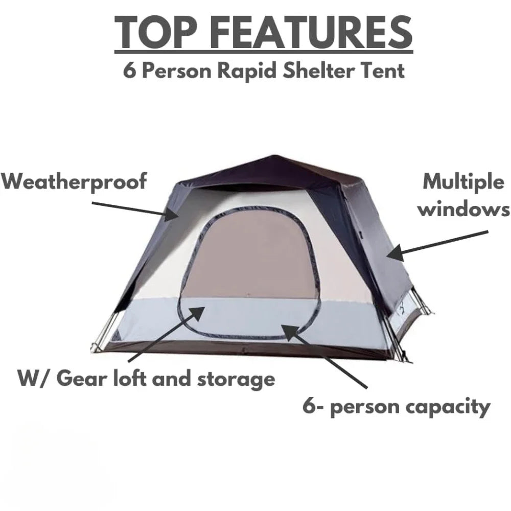 4/6 person tent, outdoor camping equipment, pop-up tent, quick tent frame, easy to set up