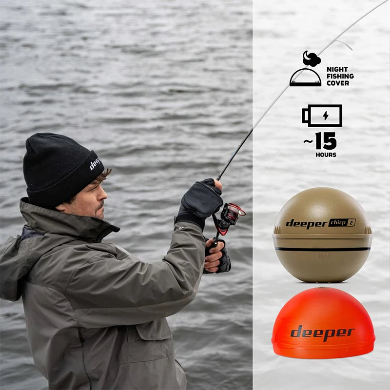 Original Lithuania Deeper Chirp+ 2.0 Castable and Portable WiFi Fish Finder Depth  for Kayaks Boats Deeper Smart Sonar