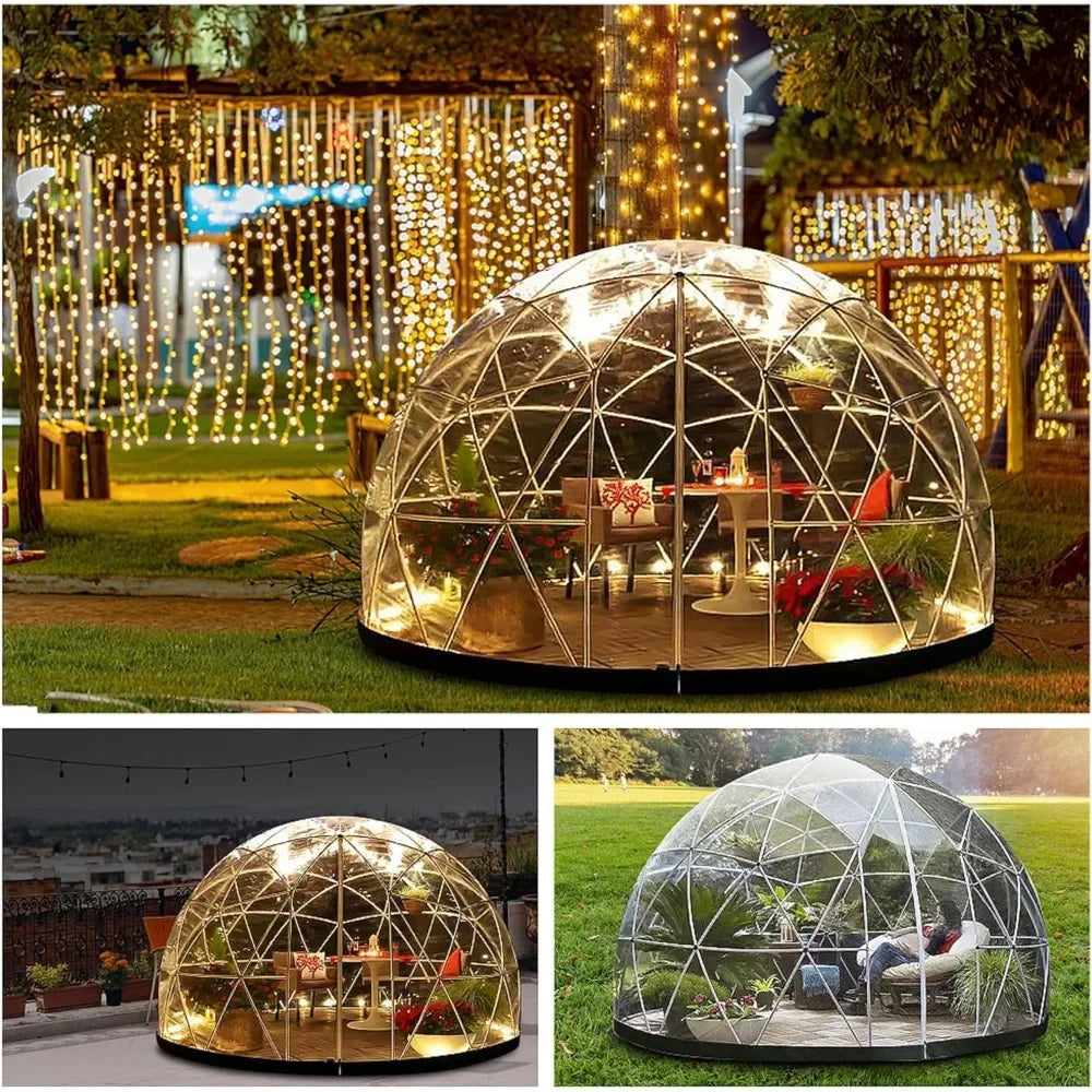 12FT Outdoor Igloo Tent Dome Greenhouse Bubble Tent, Clear PVC Tent Winter Bubble House Dome, Garden