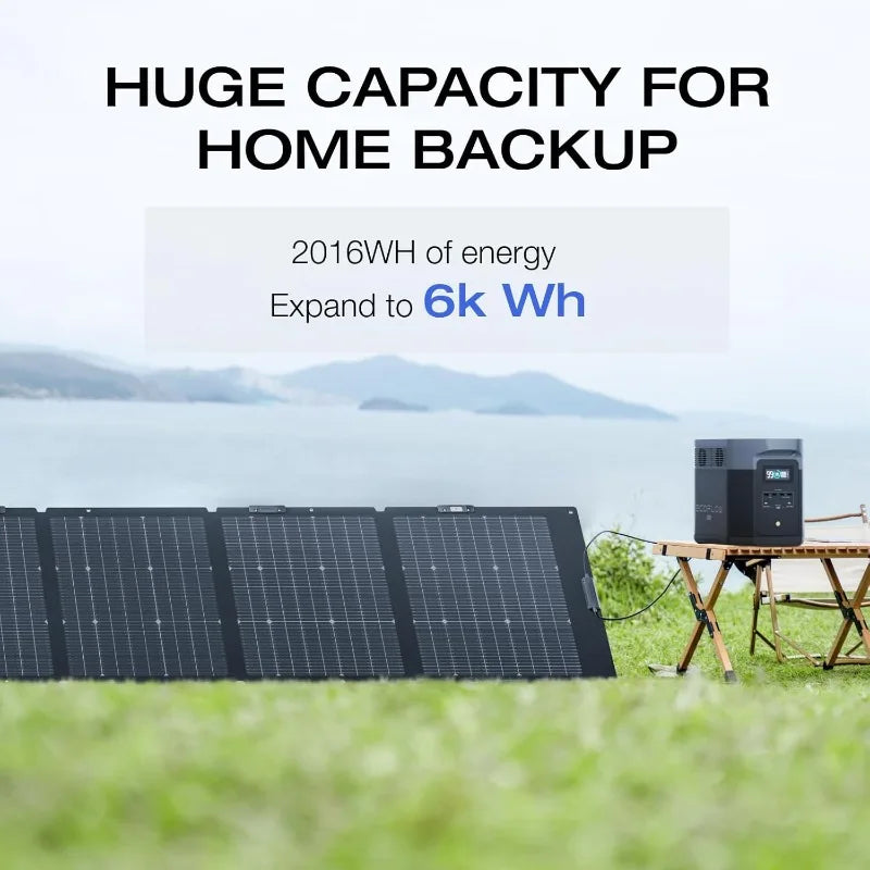 Solar Generator Max 2000 2016Wh with 220W Solar Panel 6 X 2400W (5000W Surge) AC Outlets Portable Power Station for Home Backup - Get Outdoors Now