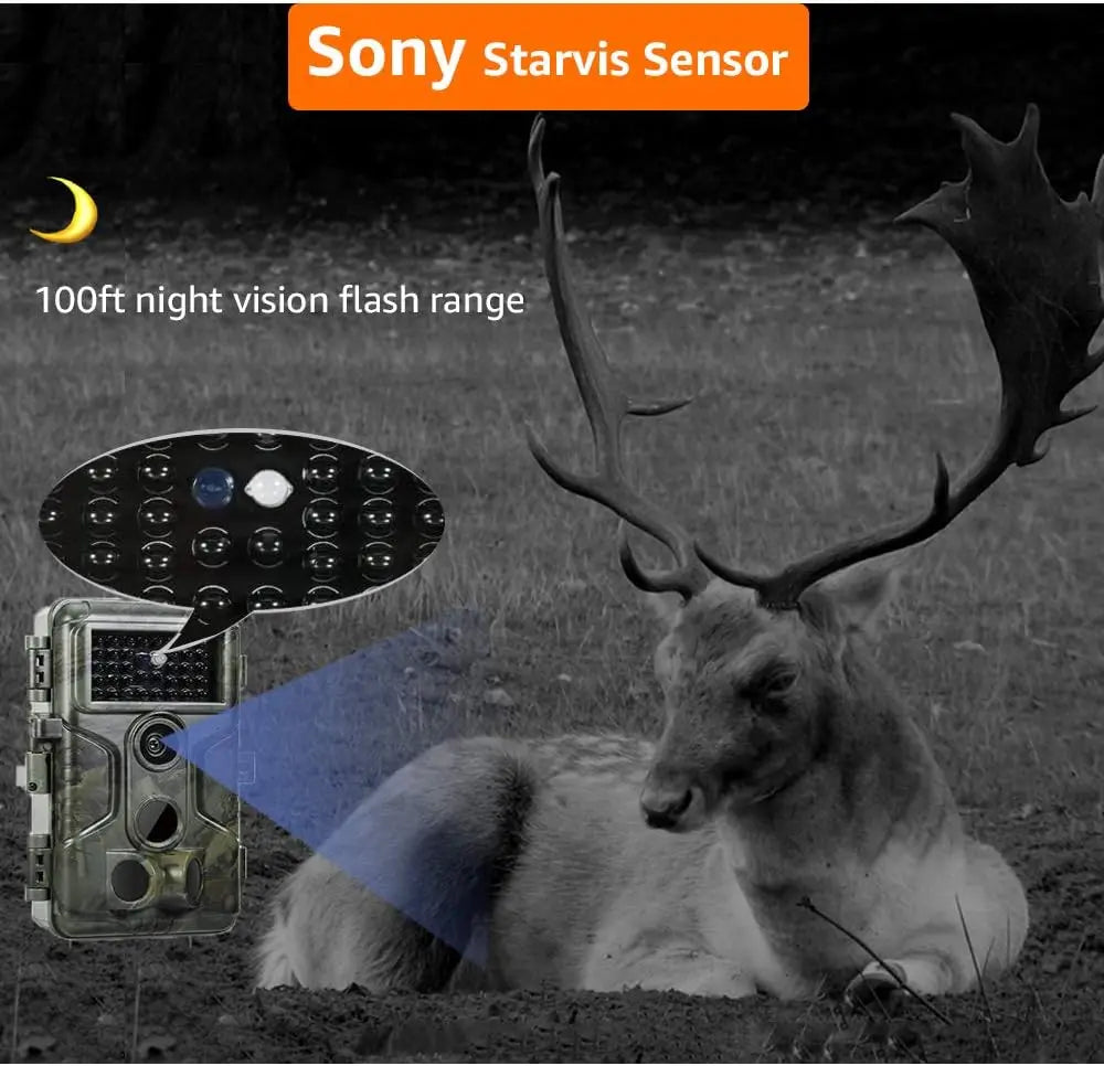 Trail Camera, 48MP 1296p  with Clear 100ft No Glow Night Vision, Fast 0.1s Trigger Speed Motion Activate