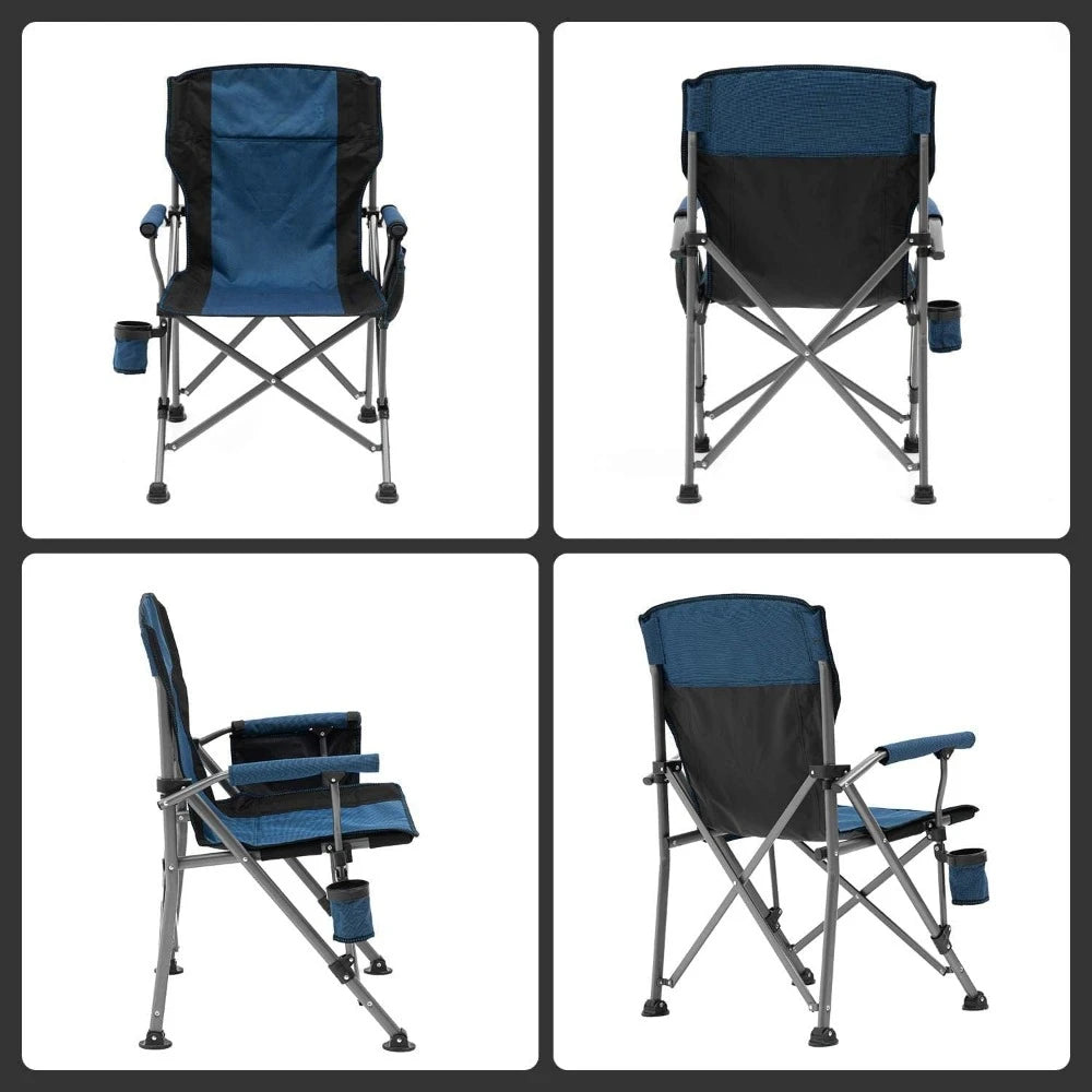 Fishing chairs Hard Arm High Back Lawn Heavy Duty with Cup Holder, for Camp, Fishing, Hiking, Carry Bag Included