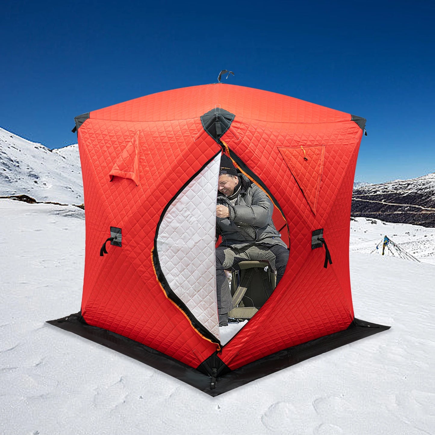 Insulated Ice Fishing Tent Portable Outdoor Picnics Thermal Shelter Windproof Tent Freestanding for 1-2 People