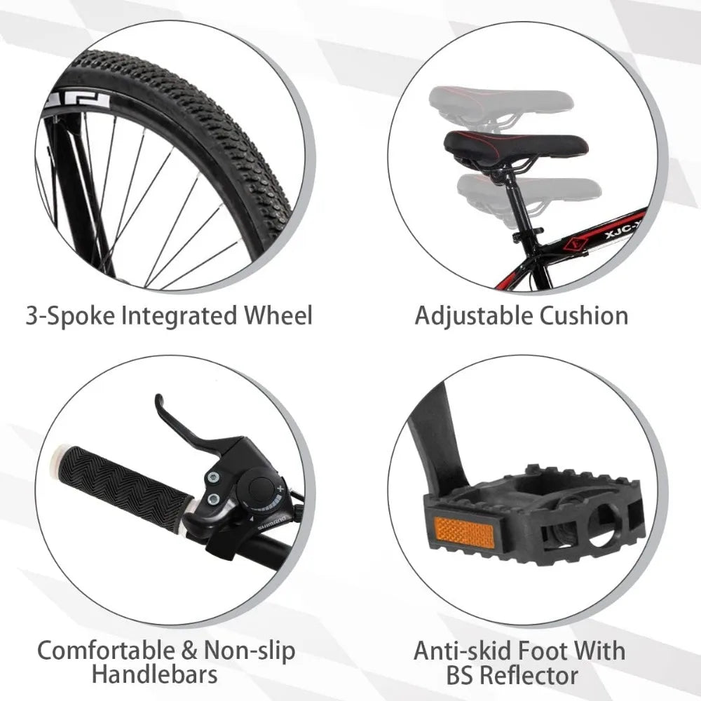 26 Inch Mountain Bike, Aluminum Frame, 21-Speed Dual Disc Brake Bicycle with Lock-Out Suspension Fork - Get Outdoors Now