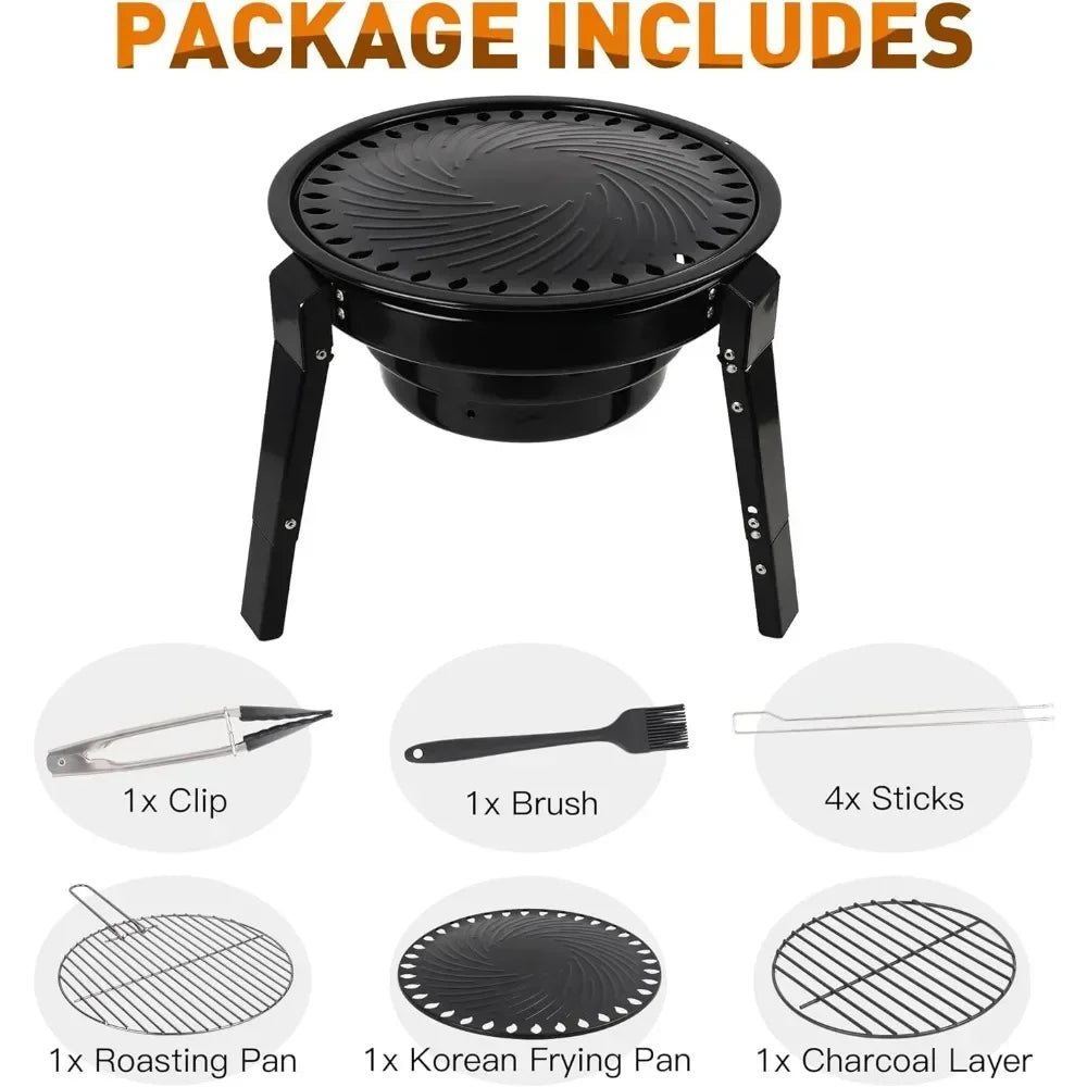 BBQ Grill Portable Charcoal With Carry Bag, Camping Barbecue Grill, for Picnic/Travel/Garden/Home/Bonfire/Party Barbecue Grills,Camping