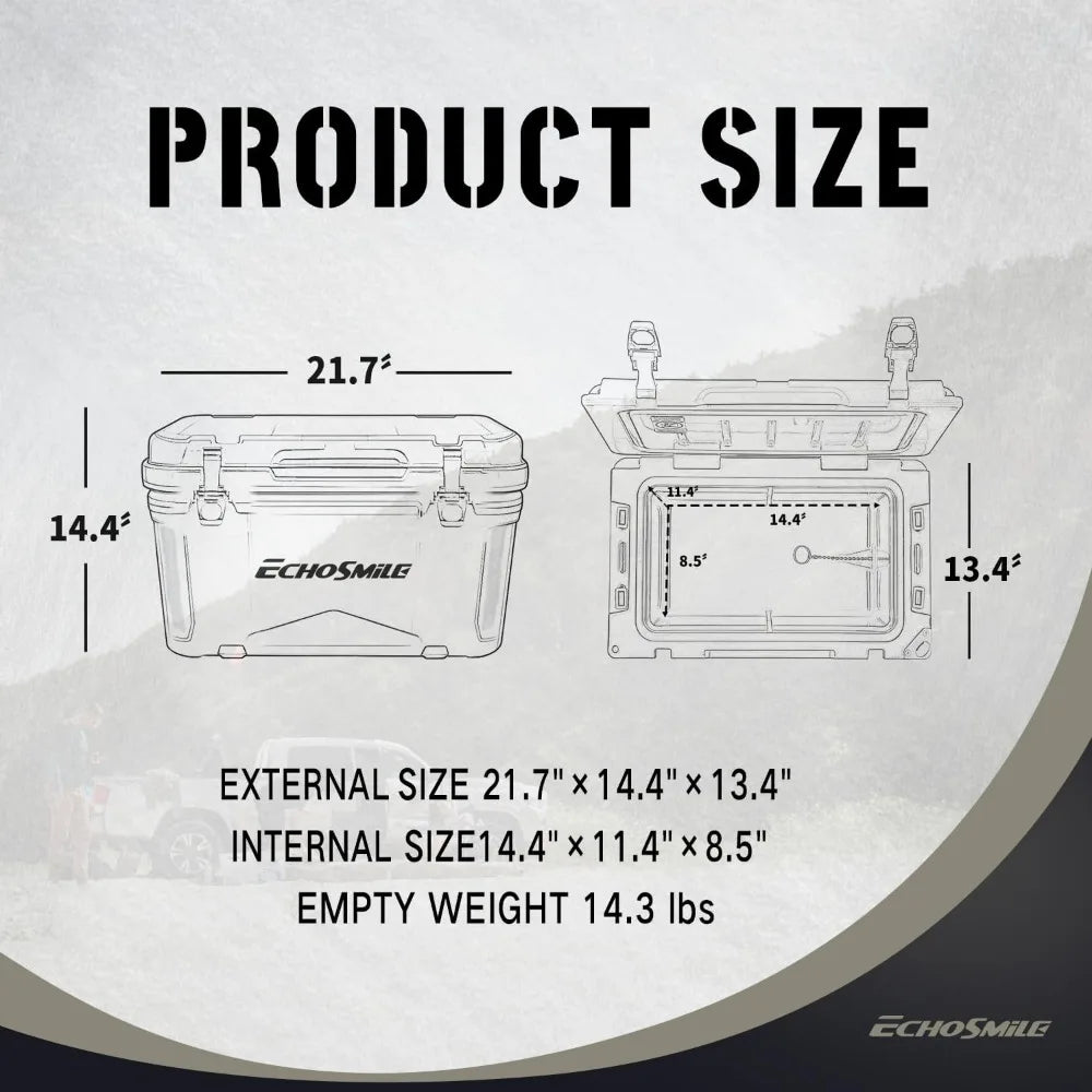 Insulated Cooler 12/18/25 Qt, Rotomolded Cooler with Sealing Ring, Lightweight Ice Chest Box, Hard Cooler for BBQ