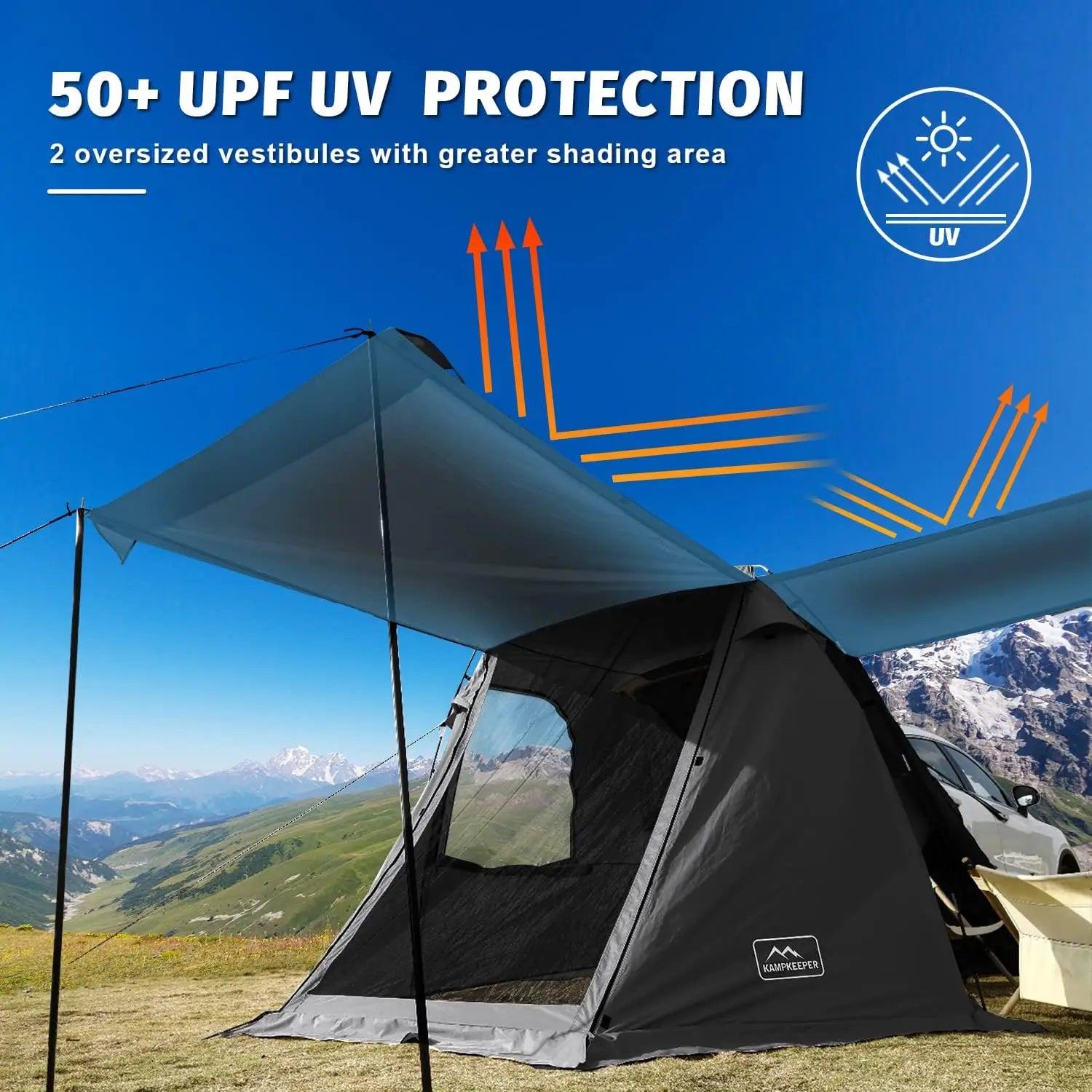 SUV Car Tent, Tailgate Shade Awning Tent for Camping, Vehicle Camping Tents Outdoor Travel (Black) - Get Outdoors Now