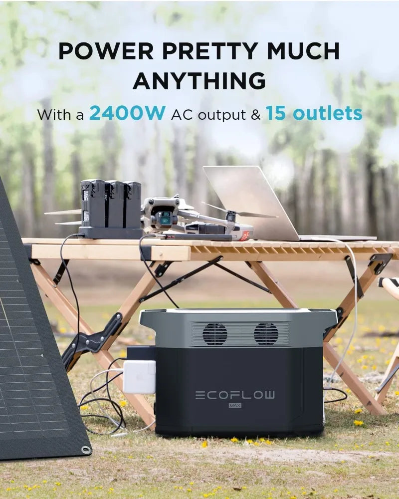 Solar Generator Max 2000 2016Wh with 220W Solar Panel 6 X 2400W (5000W Surge) AC Outlets Portable Power Station for Home Backup - Get Outdoors Now