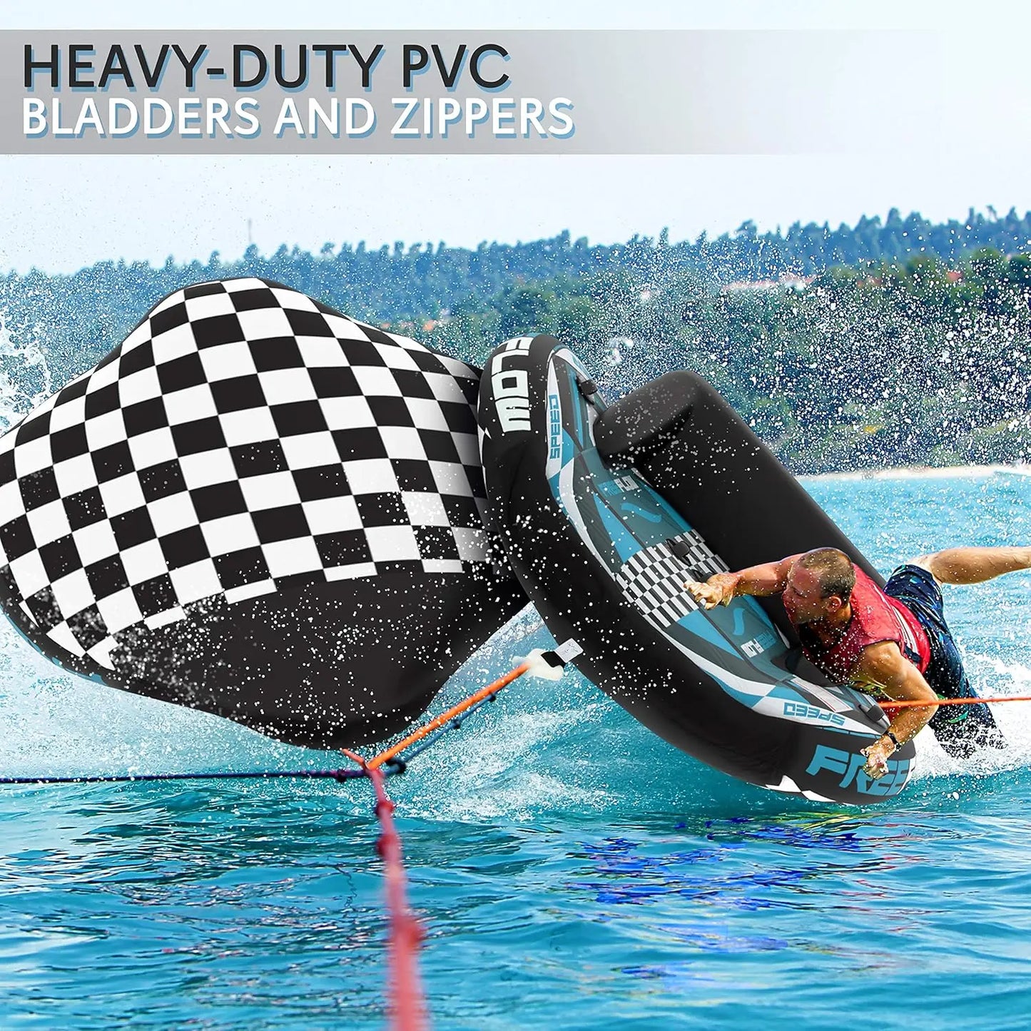 Heavy-Duty Inflatable Towable Booster Tube - Water  Float Tow Raft, Water sports Pull Boats/Tub