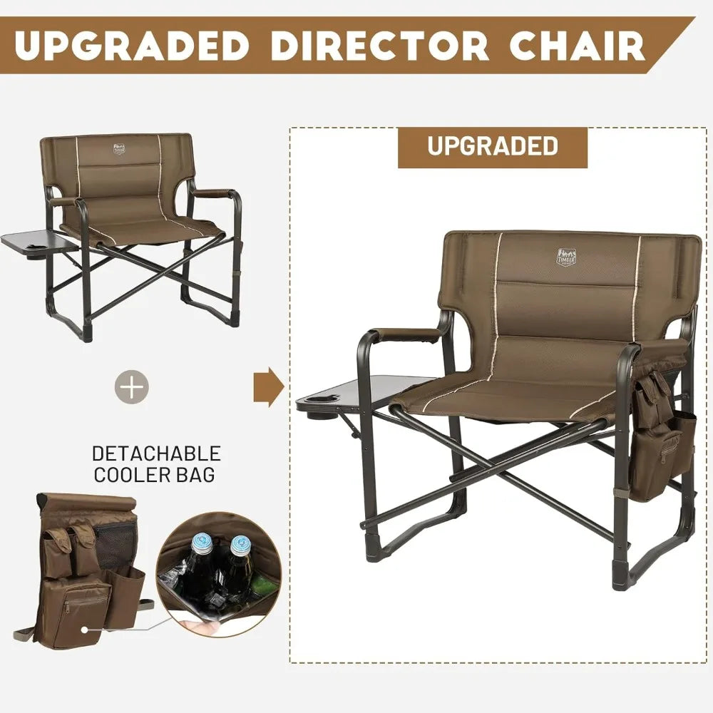 XXL Upgraded Oversized Directors Chairs with Foldable Side Table, Detachable Side Pocket, Heavy Duty Folding Camping Chair