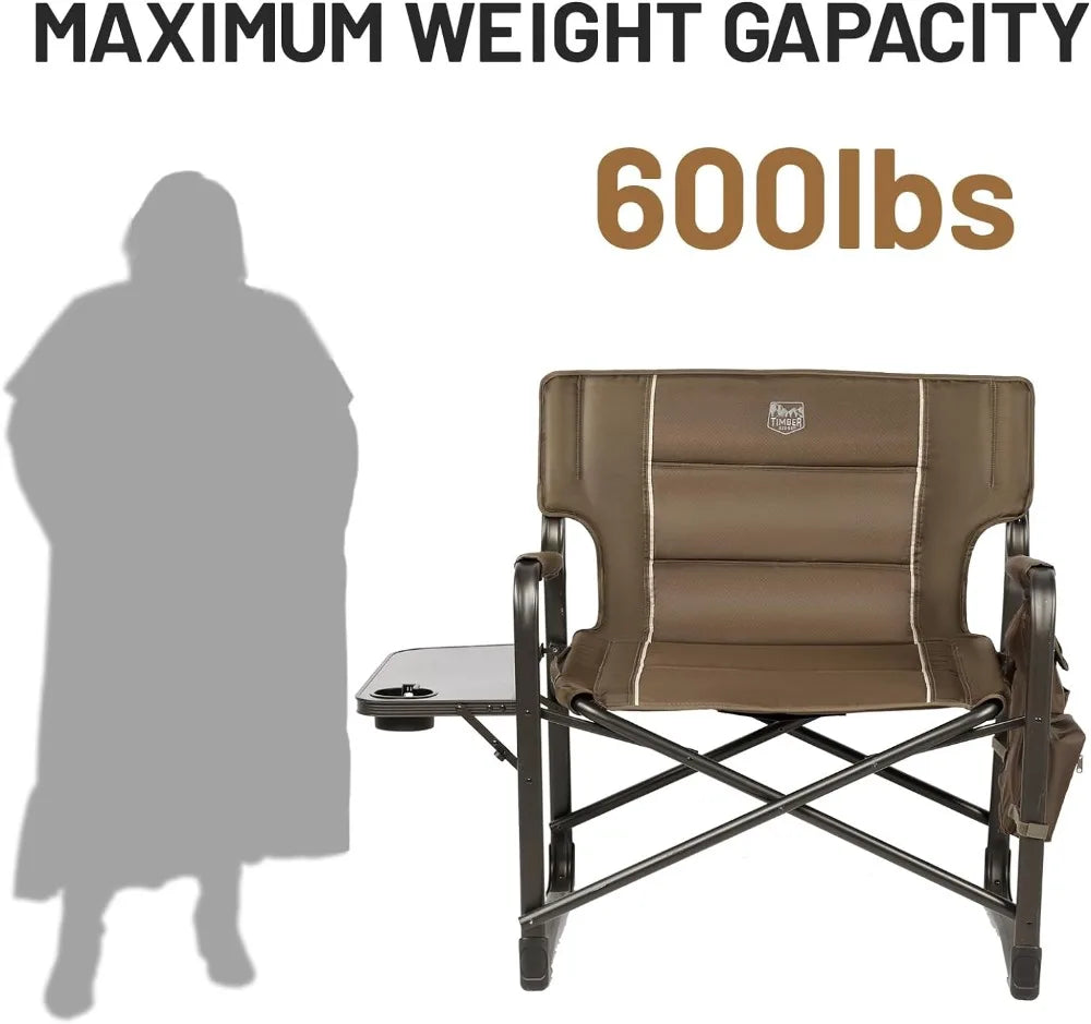 XXL Upgraded Oversized Directors Chairs with Foldable Side Table, Detachable Side Pocket, Heavy Duty Folding Camping Chair