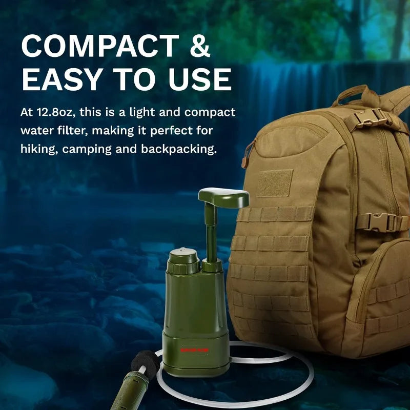 Filter PRO - Hand Pump Camping Water Filtration System Survival - Water Purifier Survival