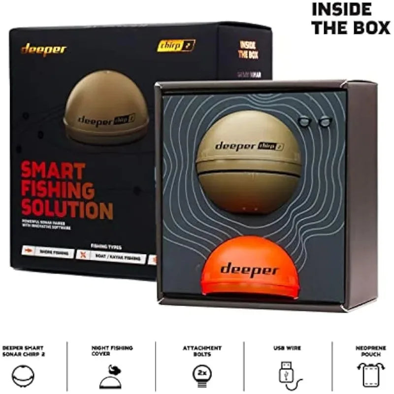 Deeper Chirp 2 Sonar Fish Finder - Portable Fish Finder and Depth Finder for Kayaks, Boats and Ice Fishing  Castable Deeper Fish