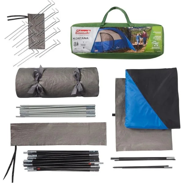 Camping Tent, 6/8 Person Family Tent with Included Rainfly, Carry Bag, and Spacious Interior