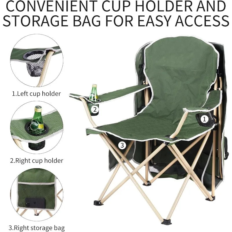 (50”Hx36”W Lawn Chairs，Camping Chair with Canopy Foldable W/Sun Shade for for Beach Camping Folding Outdoor Fishing/Sports - Get Outdoors Now