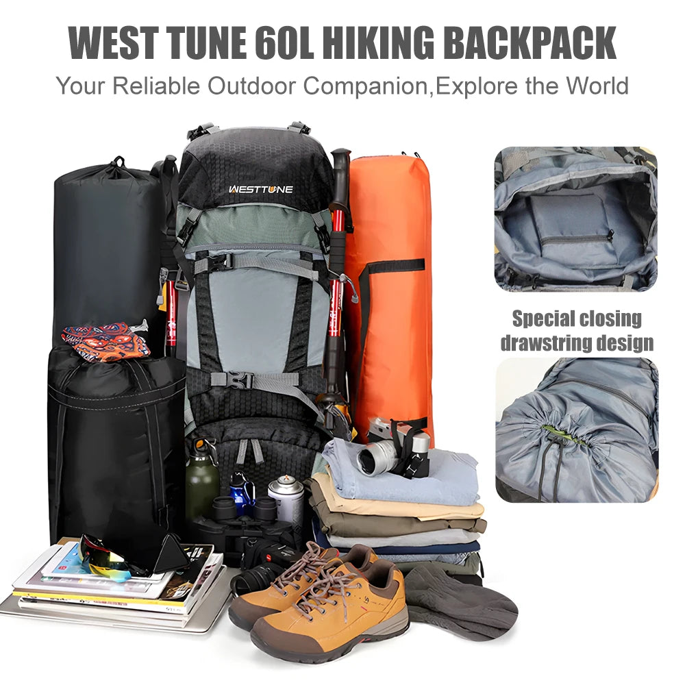 Explorer Internal Frame Backpack with Rain Cover Outdoor Backpack for Hiking Camping  Travel