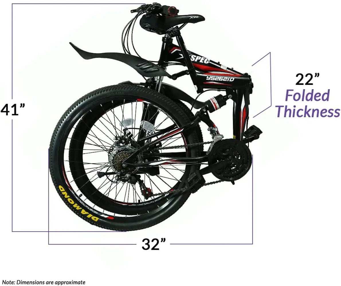 26" 21 Speed Folding Mountain Bike - Get Outdoors Now