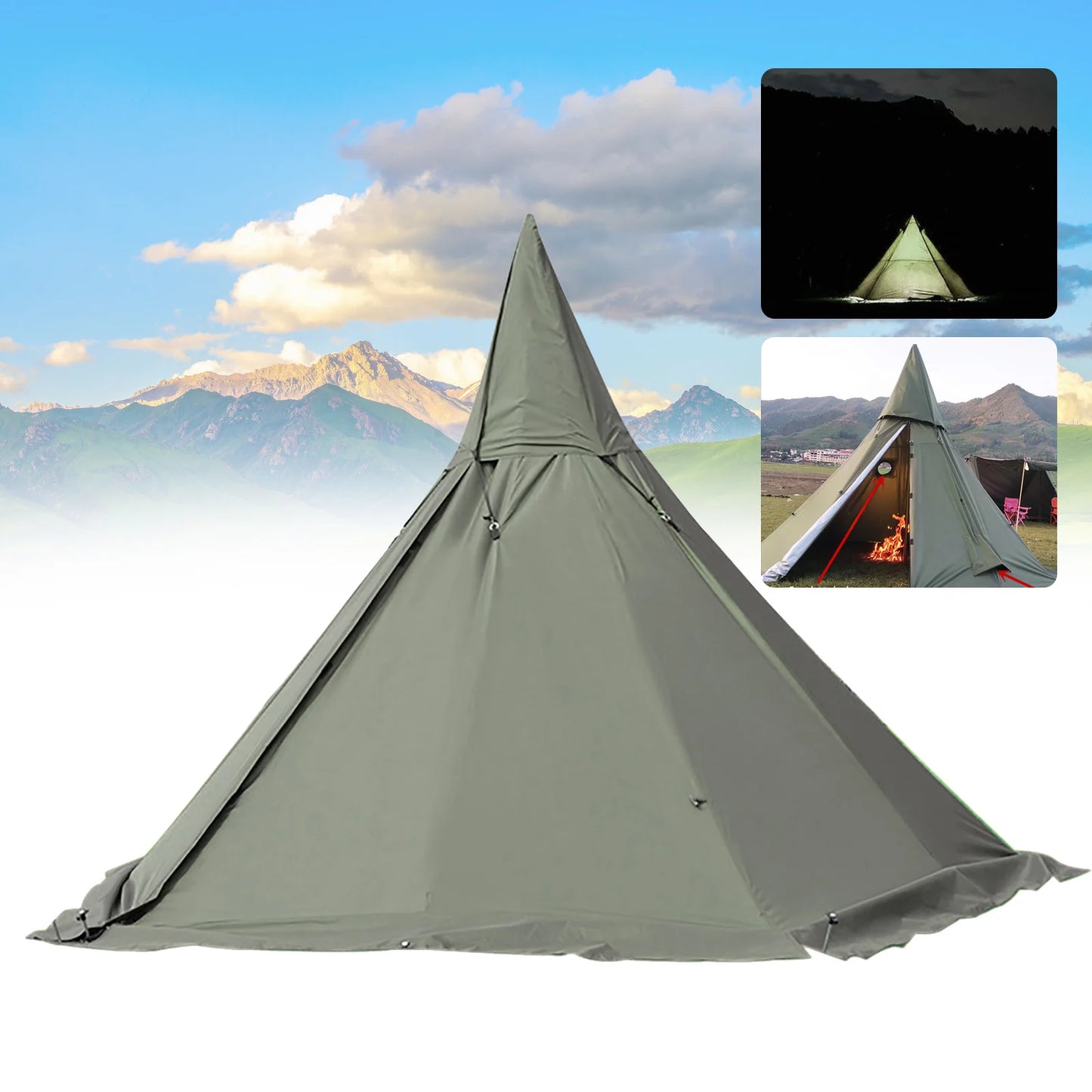 Camping Tent 4 Season 2 Doors Hike Waterproof Fabric  for Hiking, Camping Suit for 2 People