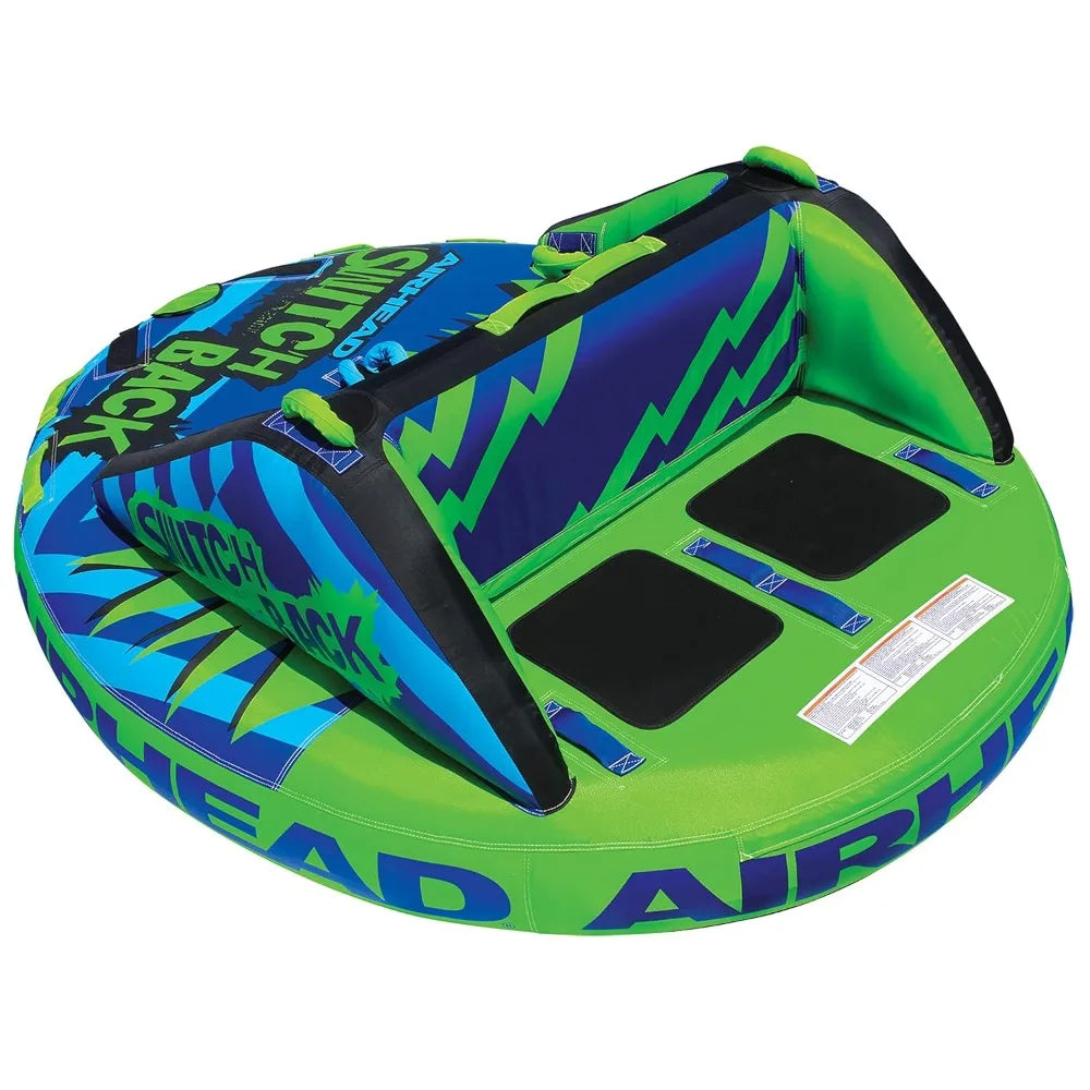 Towable 1-4 Rider Tube for Boating and Water Sports, Double-Stitched Full Nylon Cover and Patented Speed Safety