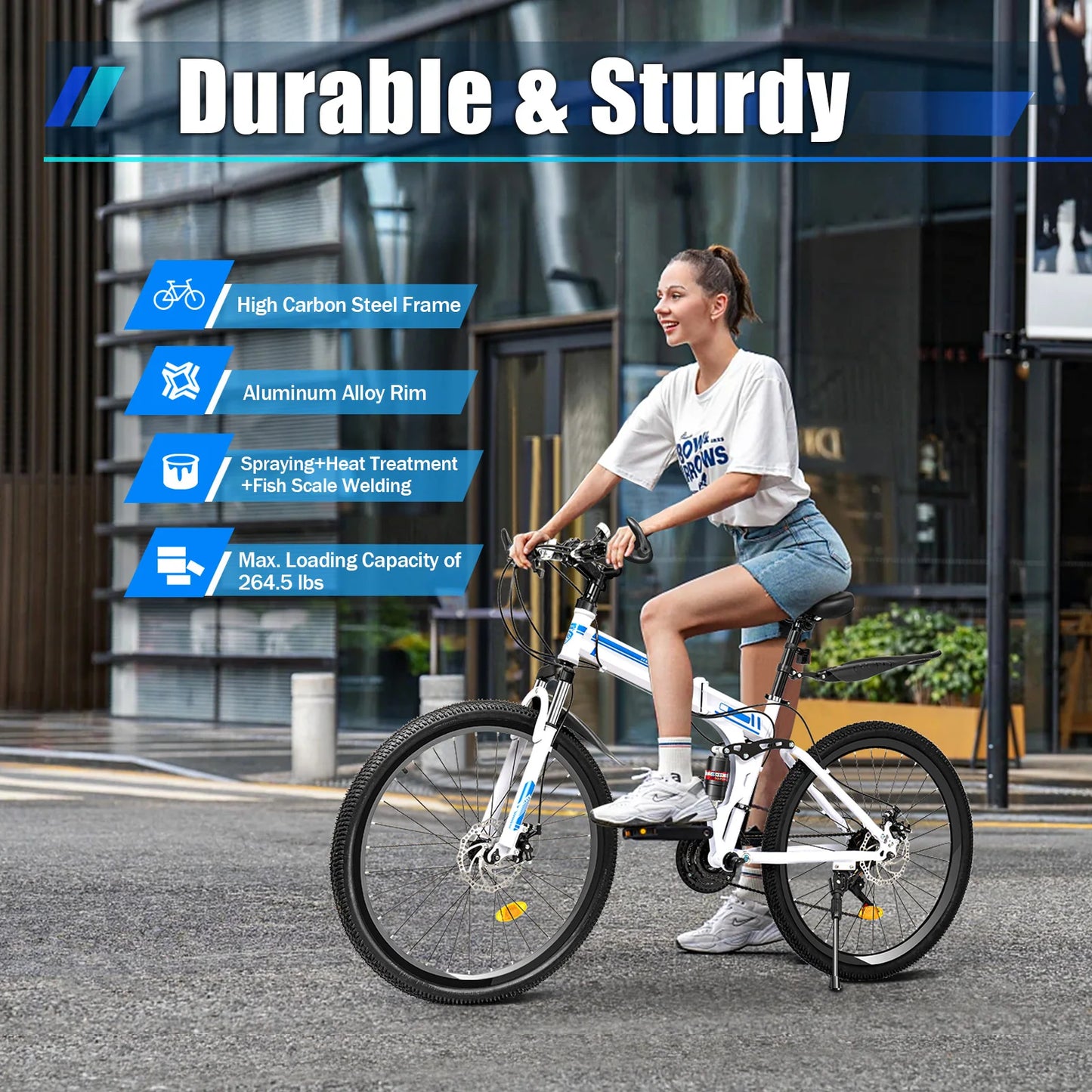 26 Inch Outdoor Mountain Bike, 21 Speed Foldable Bicycle, Carbon Steel Bicycle, Portable Road Bike - Get Outdoors Now