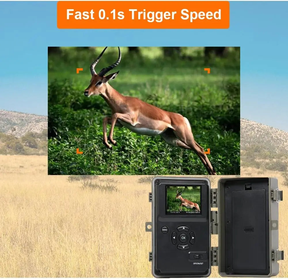 Trail Camera, 48MP 1296p  with Clear 100ft No Glow Night Vision, Fast 0.1s Trigger Speed Motion Activate