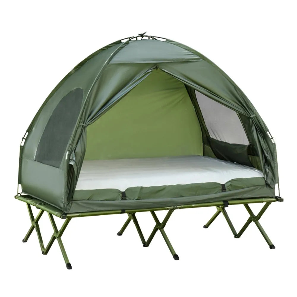 Foldable Camping Tent, Bedspread and Thick Air Mattress, Camping Bed Tent for Outdoor Hiking, Picnic